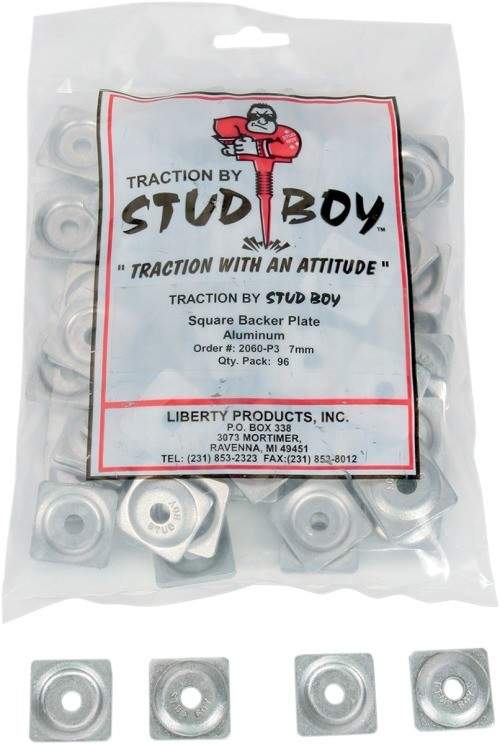 Stud Boy Square Backer Plates – Aluminum – Silver – 7mm Thread Snowmobile
