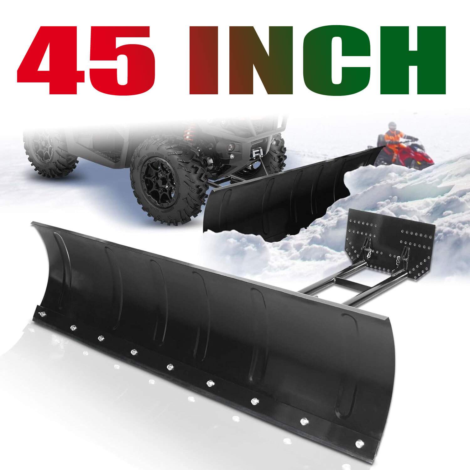 For ATV UTV Snow Plow Kit 45” Steel Blade Complete Universal Mount Package US