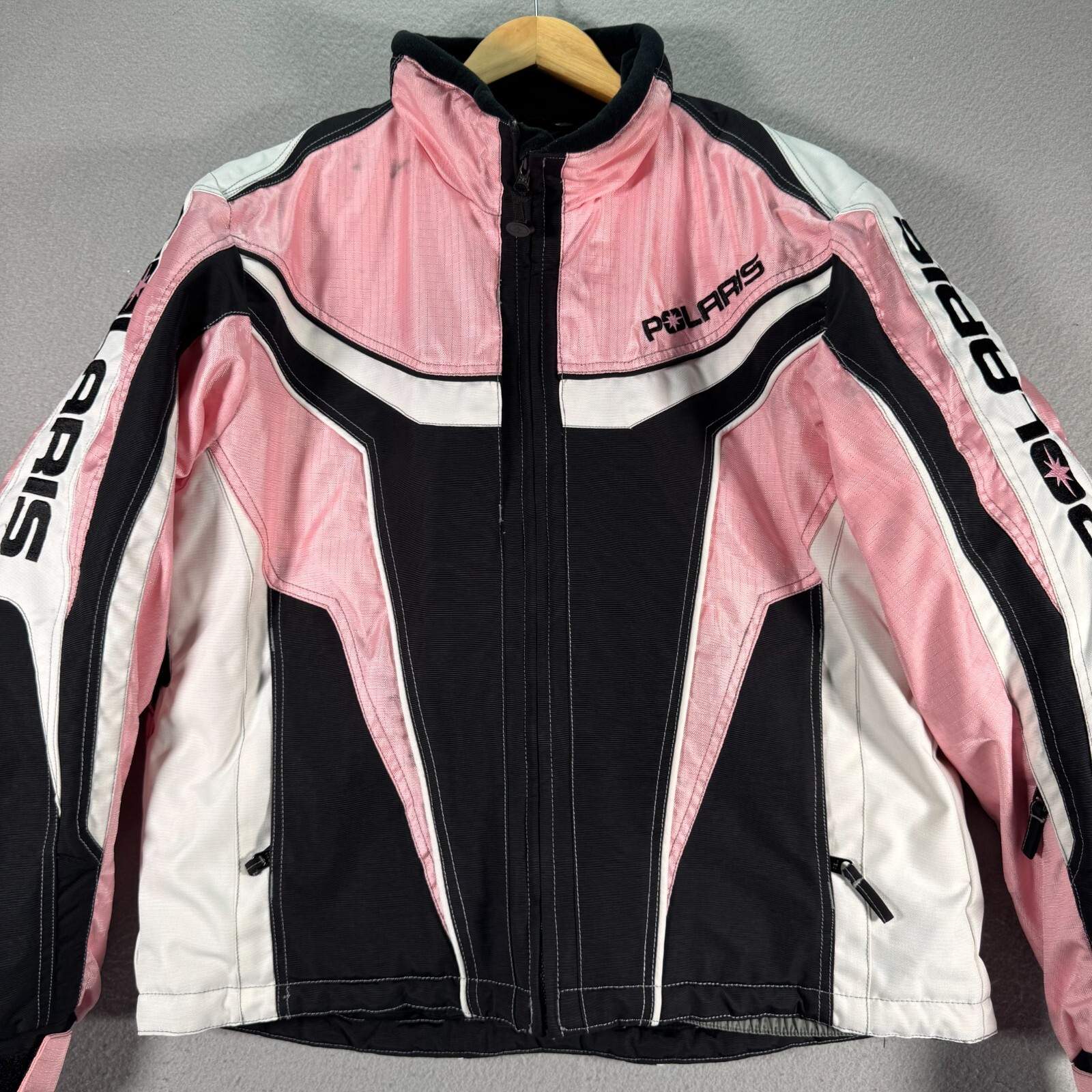 Polaris Snowmobile Jacket Womens Large Pink Full Zip Velocity Heavy Ski Outdoors