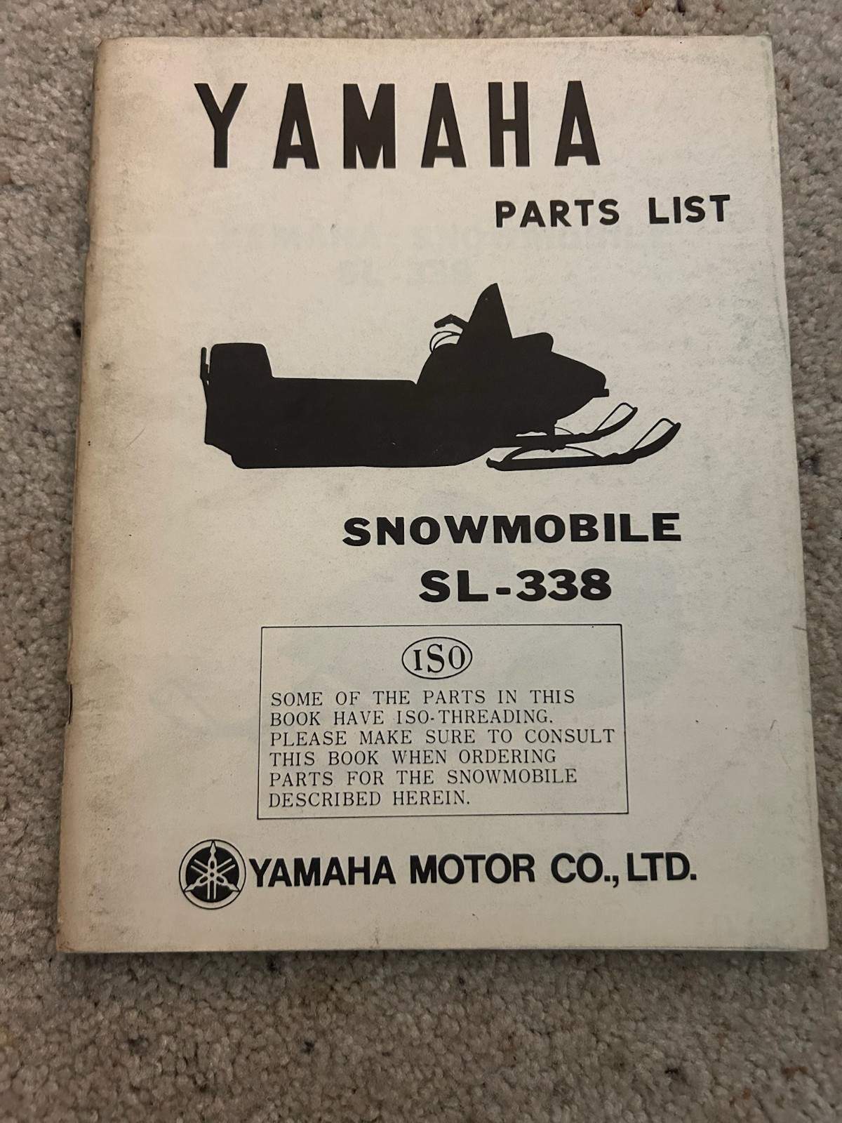 Yamaha SL-338 Snowmobile Parts List Manual