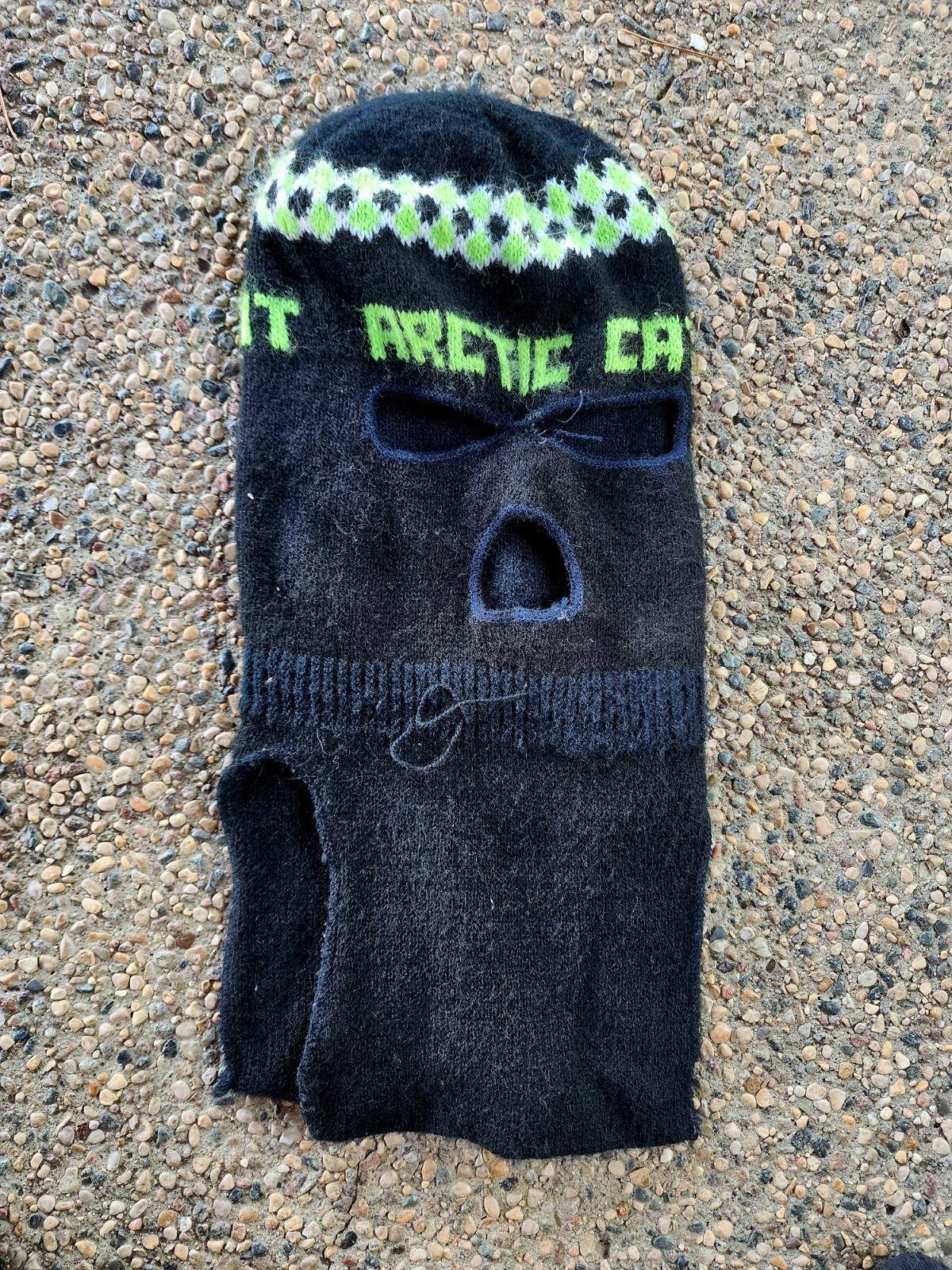 Vintage 70/80s ARTIC CAT Snowmobile Full Face Mask Neon Balaclava Winter Hat Cap