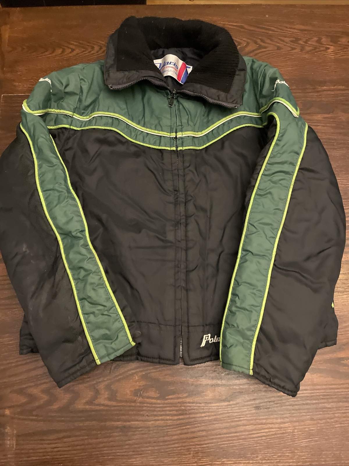 Vintage Polaris Snowmobile Coat Jacket Retro 70s Womens Medium Green Black