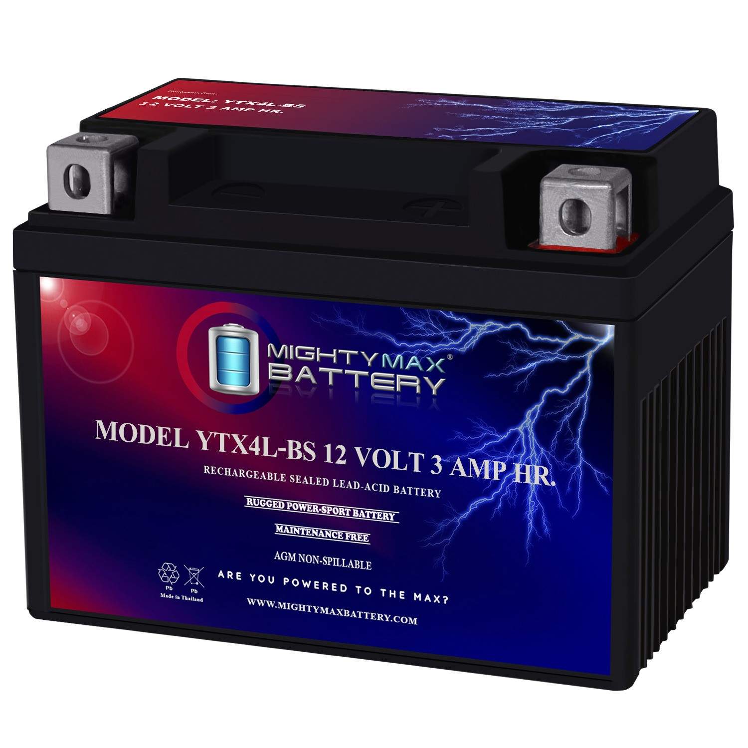 Mighty Max YTX4L-BS SLA Battery for Polaris Scrambler, Sportsman 90CC 2001-2002