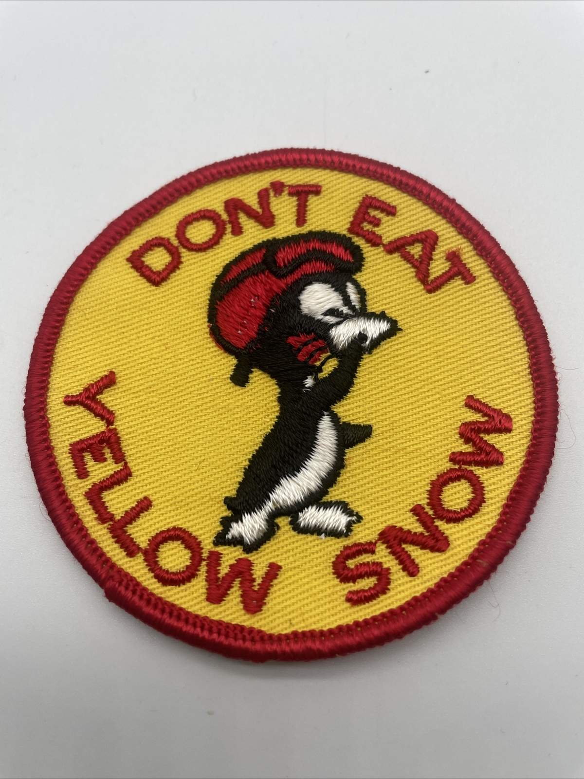 Don’t Eat Yellow Snow Vintage Patch NOS Snowmobile Ski Hot Rat Rod Biker 70s Fun