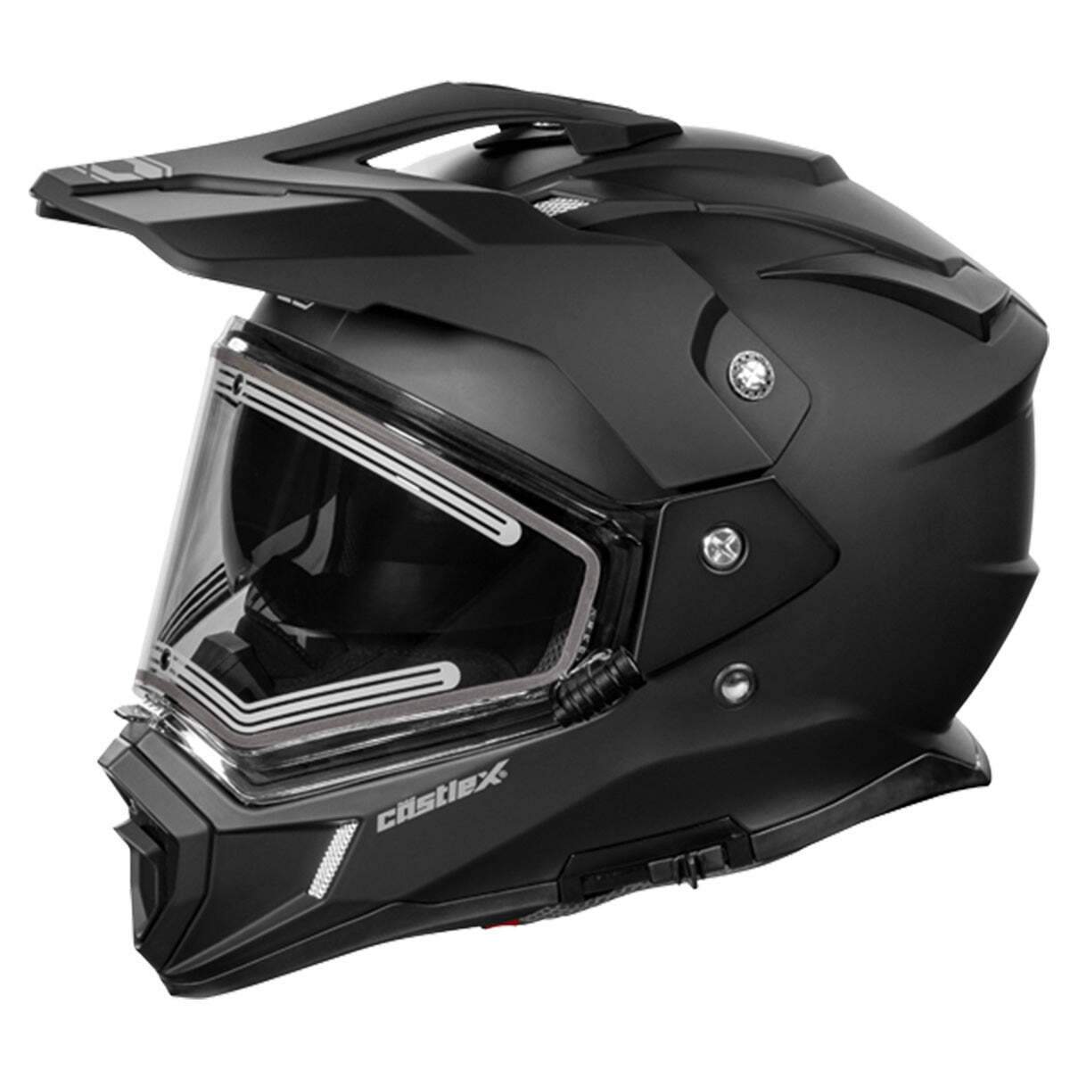 Castle X CX200 D/S Snowmobile Helmet w/ Electric Shield – Matte Black