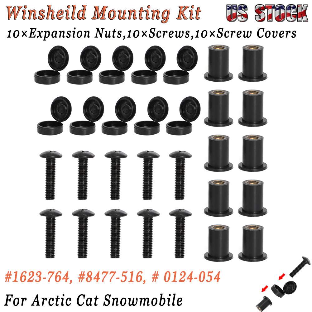 For Arctic Cat Snowmobile Mounting Kit Windshield Hardware Screw, Expansion Nuts