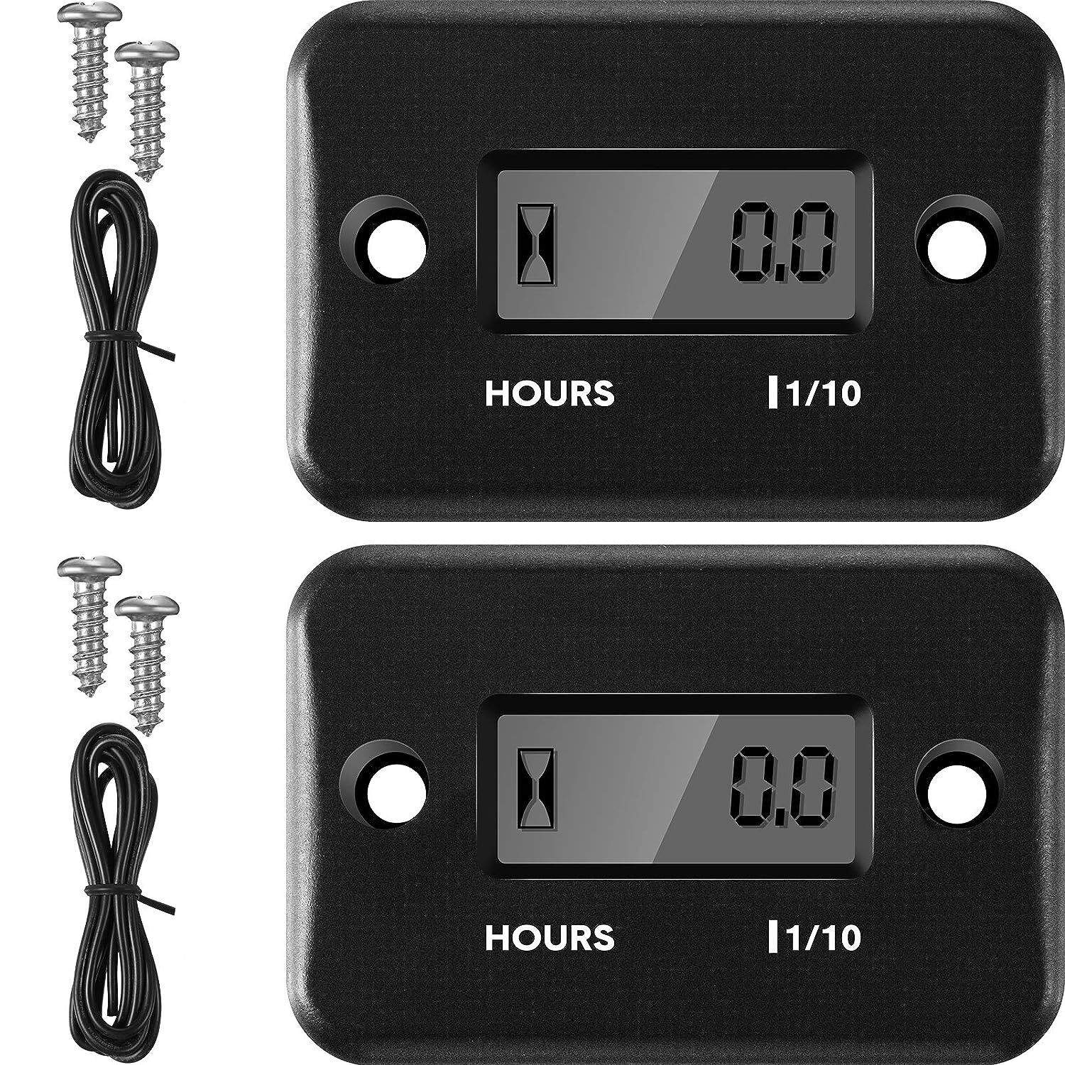 2xWaterproof Hour Meter for Motorcycle ATV Snowmobile Marine Boat Dirt Quad Bike