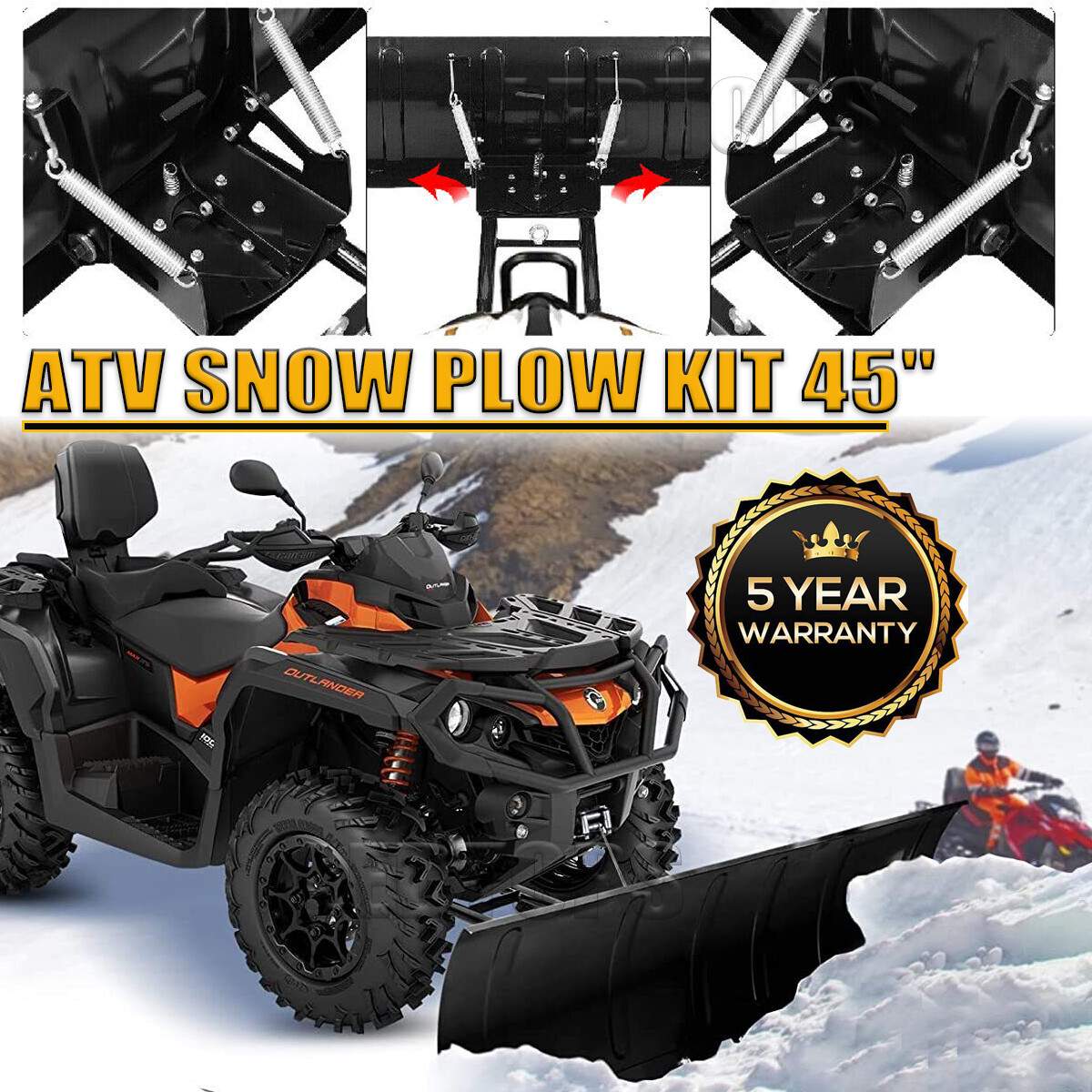 For Polaris Sportsman 335/400/450/500 Steel Blade ATV UTV 45″ inch Snow Plow Kit