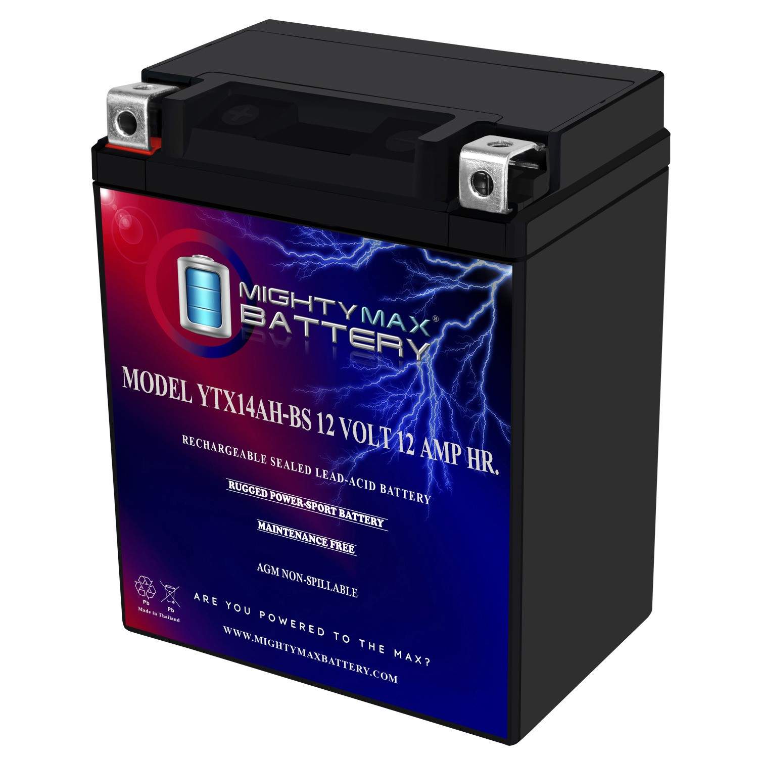 Mighty Max YTX14AH-BS Battery for Polaris Magnum Sportsman 425, 500 YFM 350, 400