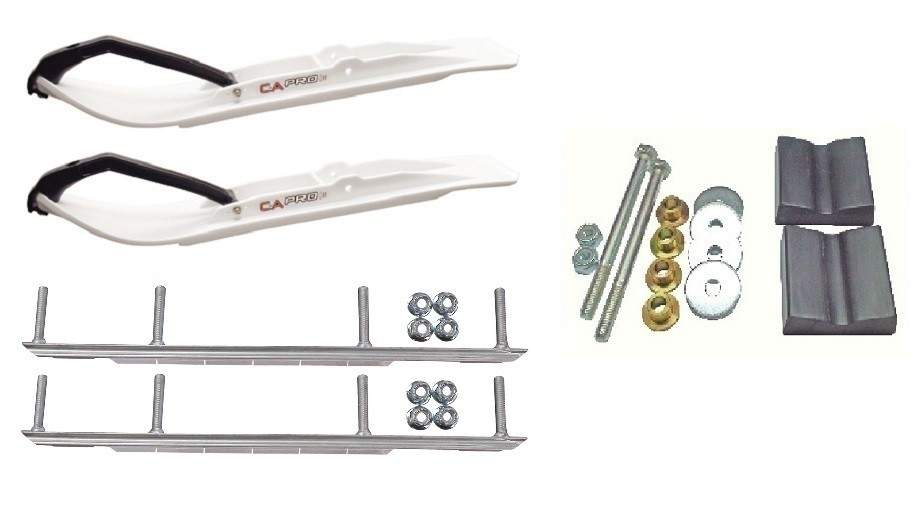 C&A Pro White XT Snowmobile Skis w/ 9″ Shaper Bars Complete Kit Arctic Cat