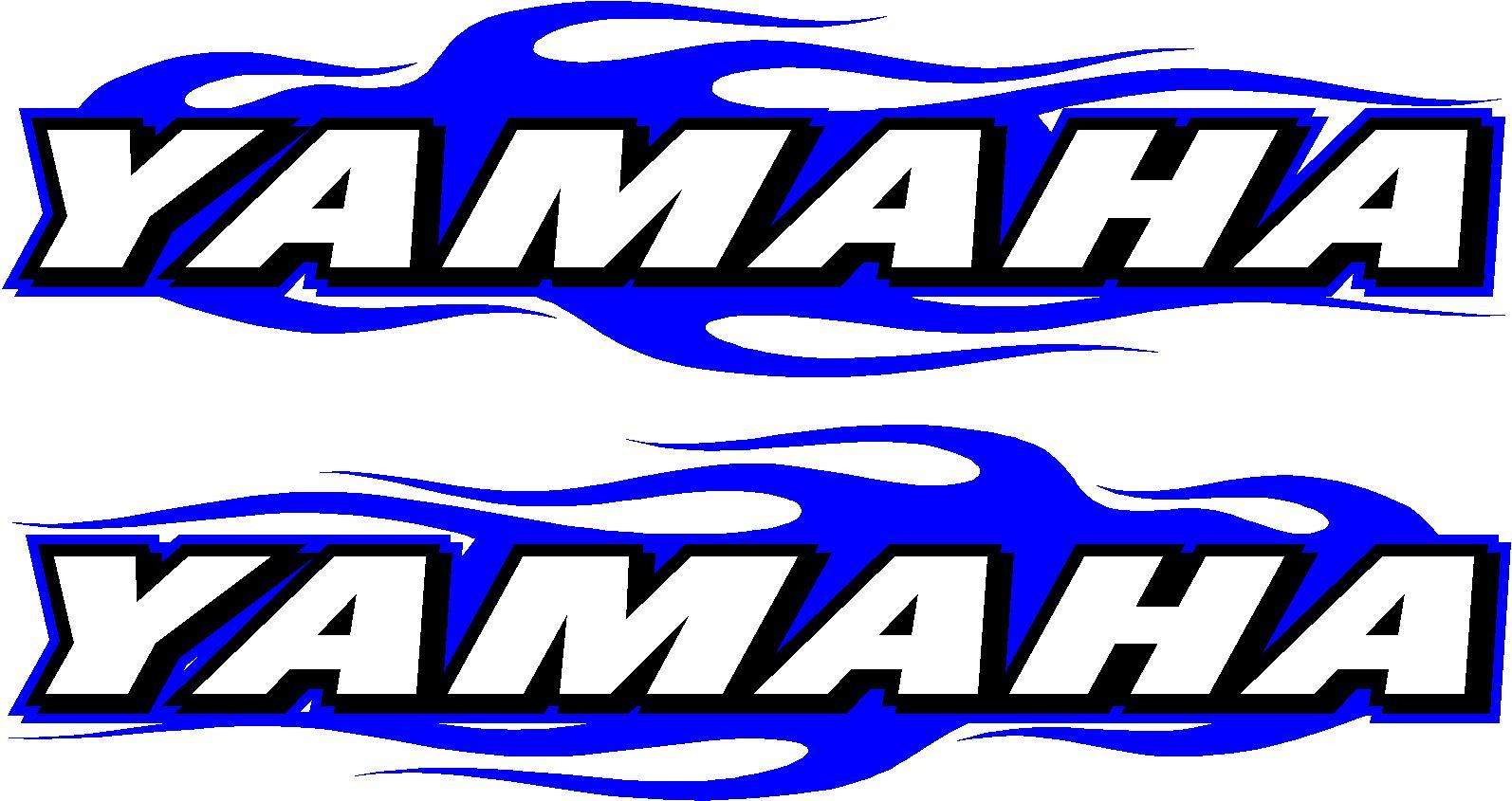 Yamaha snowmobile flame 2 sticker decal set blue  5.5″ x 22″ each