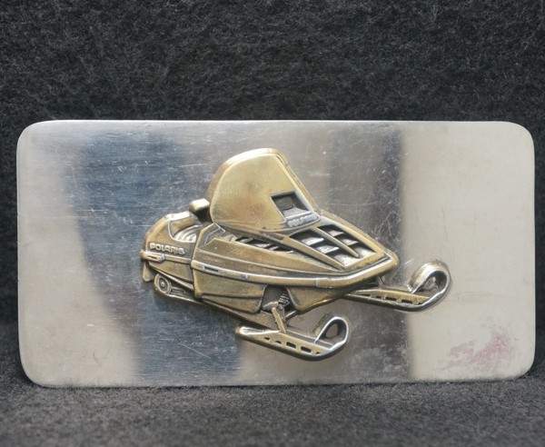 XA13173 VINTAGE 1970s **POLARIS SNOWMOBILE** WINTER SPORTS & TRAVEL BELT BUCKLE