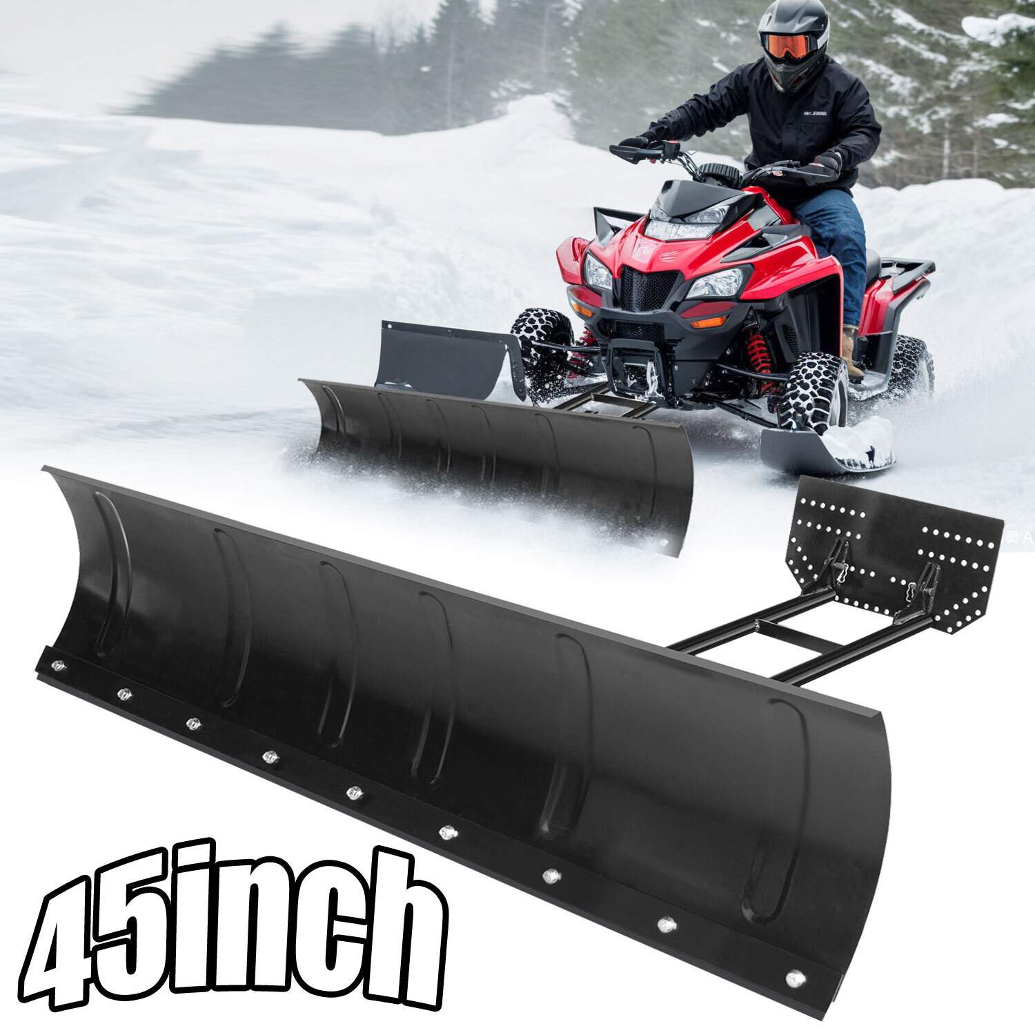 For ATV UTV Snow Plow Kit 45” Steel Blade Complete Universal Mount Package US