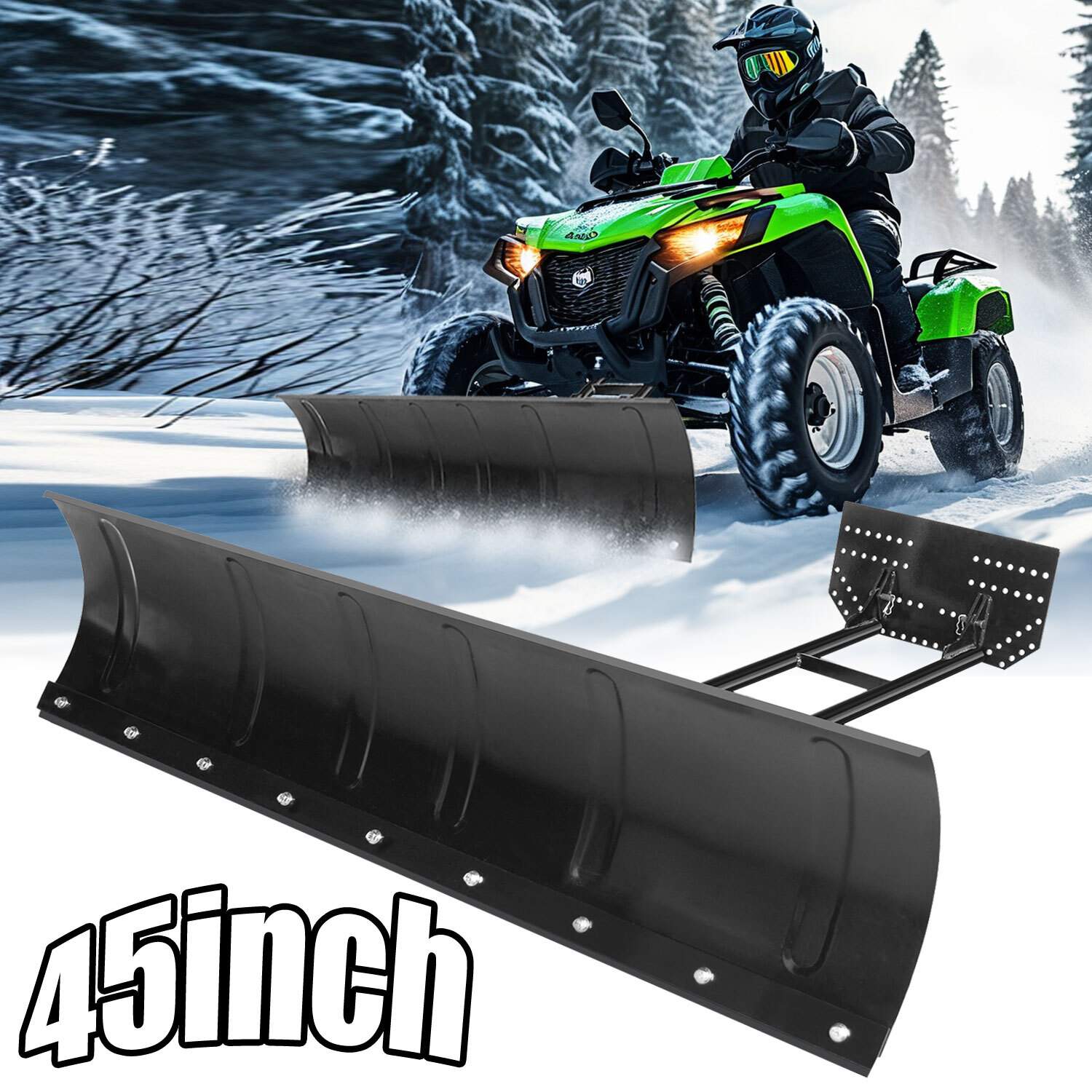 Snow Plow Adjustable 45″ Steel Push Blade Universal Kit For Kawasaki Can-Am RZR