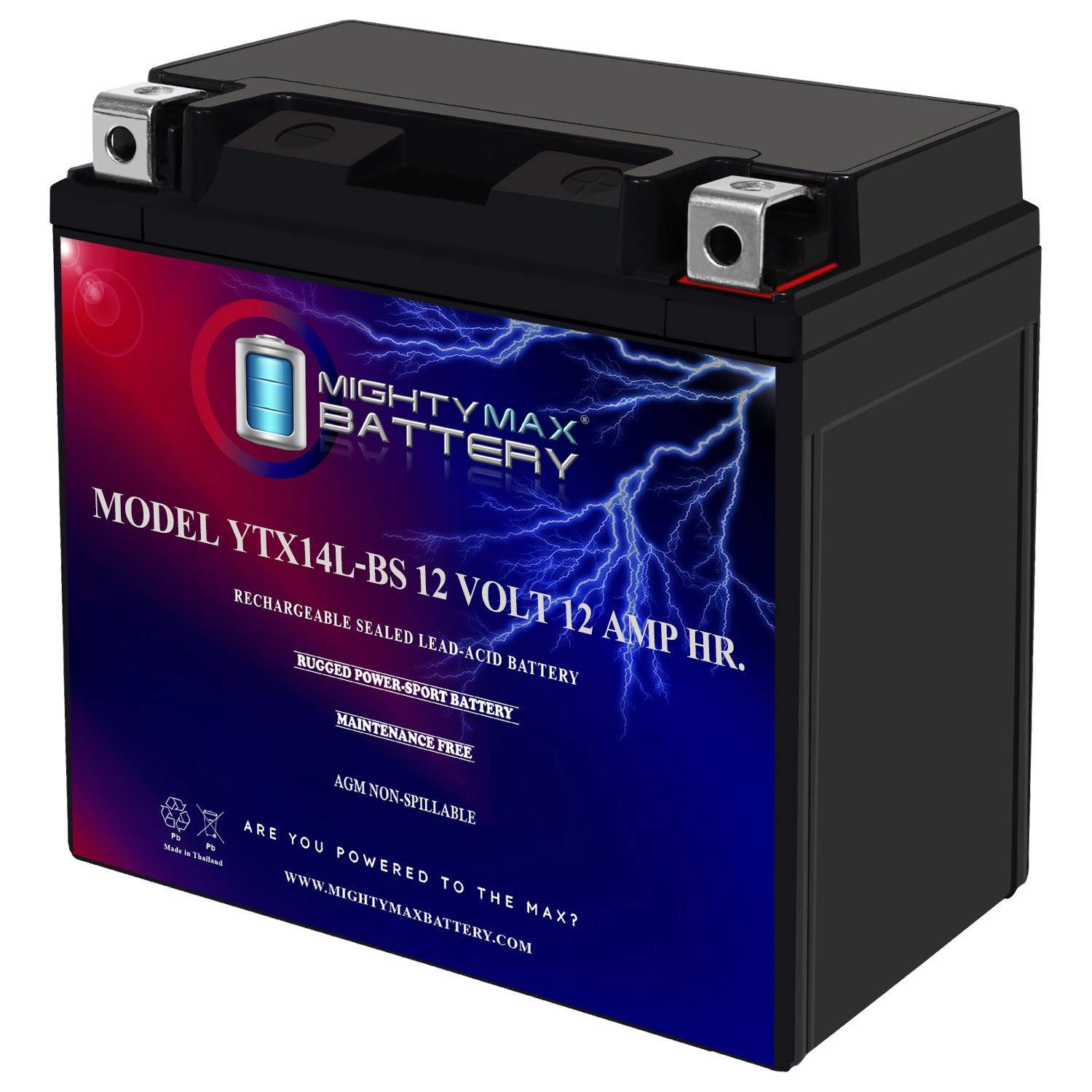 Mighty Max YTX14L-BS Battery for Harley-Davidson 1200CC XL, XLH (Sportster) 2006