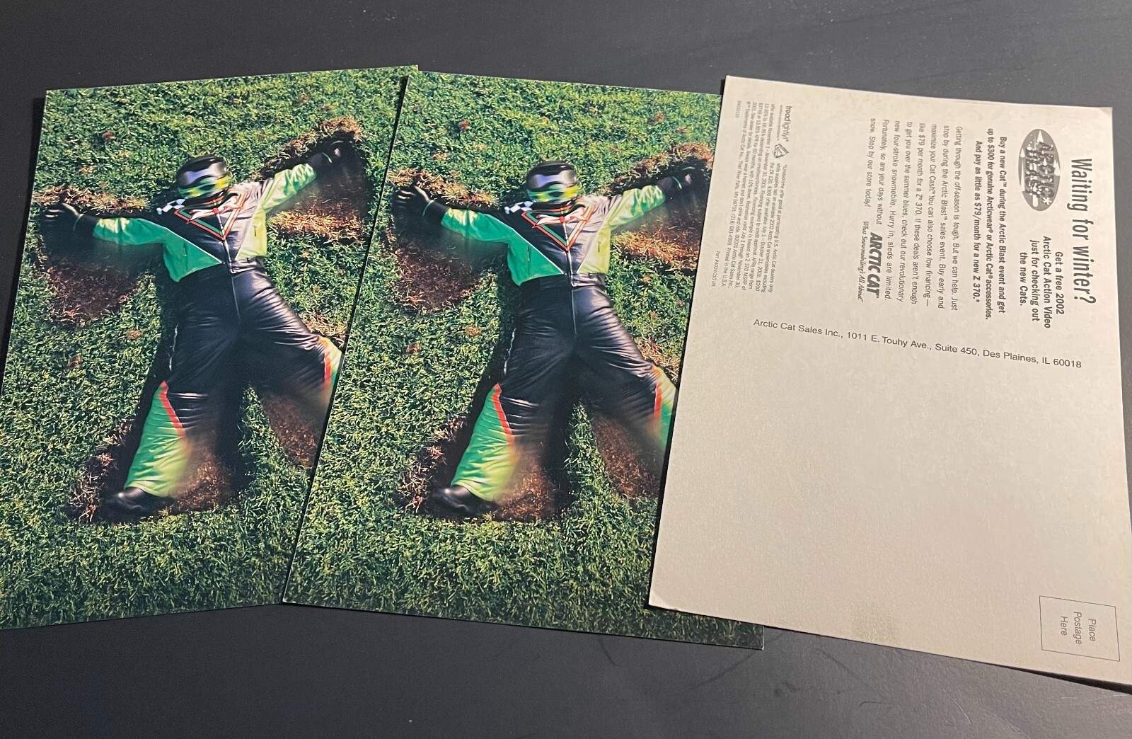 (3) VINTAGE ORIGINAL ARCTIC CAT SNOWMOBILE POSTCARD ABOUT 6″ X 9″  (T51)