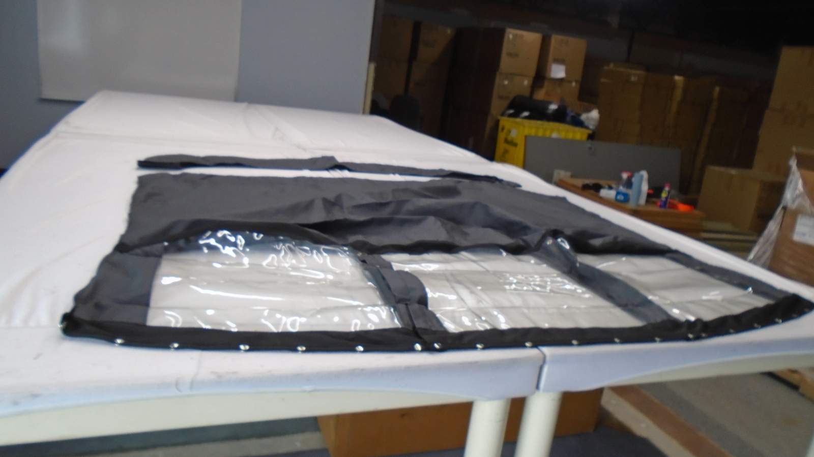 SPORTCREATION 2C4985 2 BOW CONVERTIBLE BIMINI TOP W/WINDSHIELD & BOOT GREY BOAT