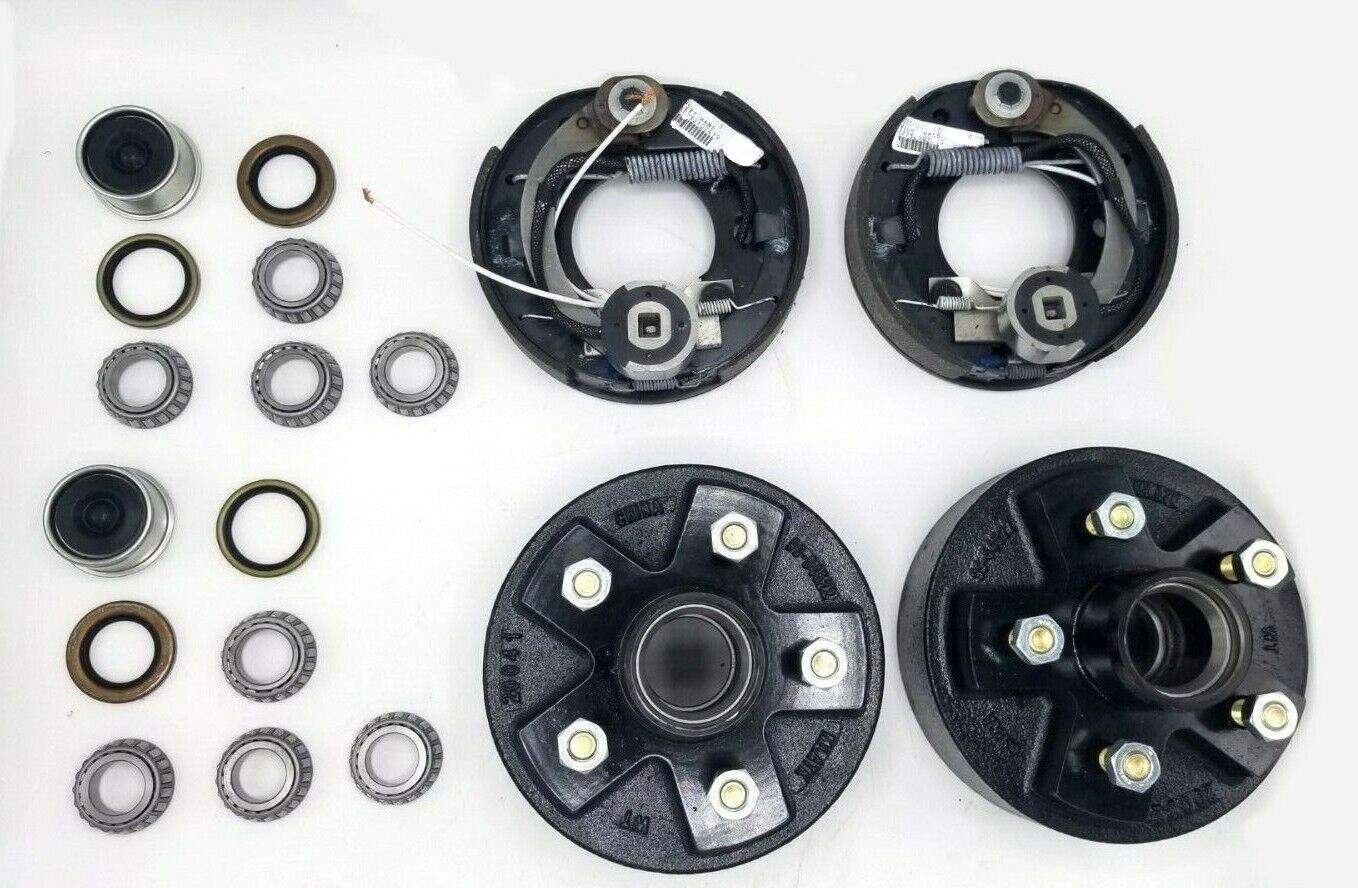Full Electric Brake kit for 2000# Snowmobile Trailer Axle! 7″ drums 5 lug