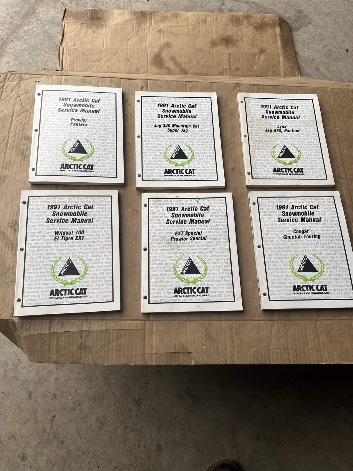 6- 1991 ARTIC CAT ELTIGRE SNOWMOBILE SERVICE MANUALS Pantera  Wild Cat Ext Lynx