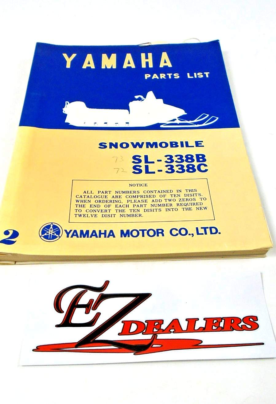 Yamaha Snowmobile Parts List Manual For SL-338B / SL-338C OEM SM189