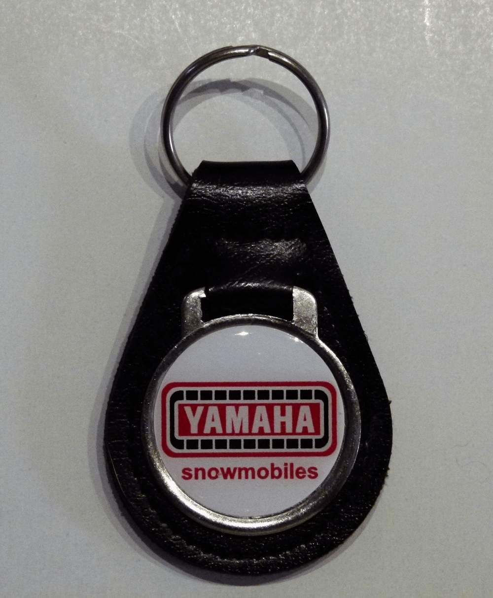 Reproduction Yamaha Snowmobile Red Medallion Style Leather Keychain (011)