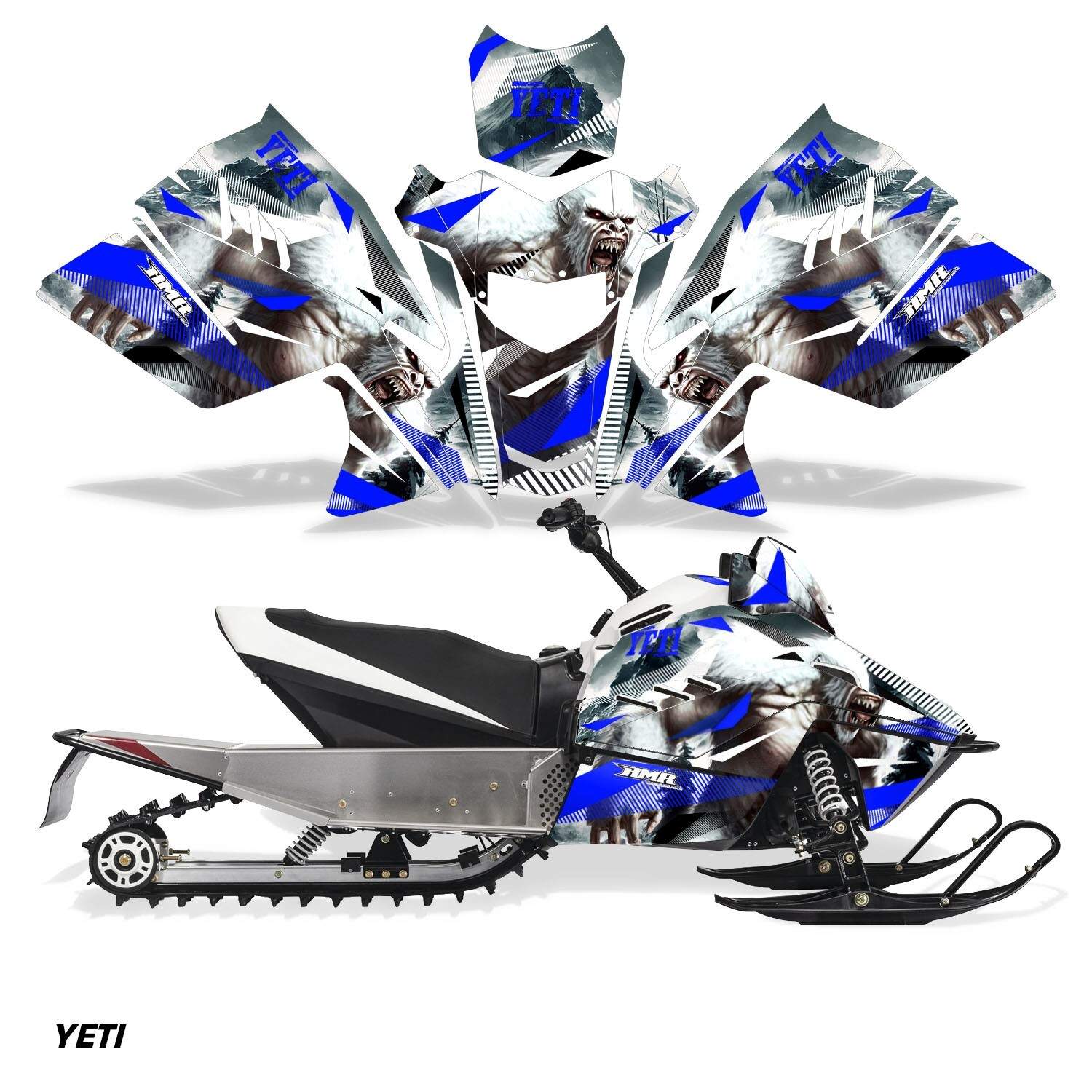 Snowmobile Graphics kit Sled Decal for Arctic Cat ZR200 2018-Up Yeti Blue