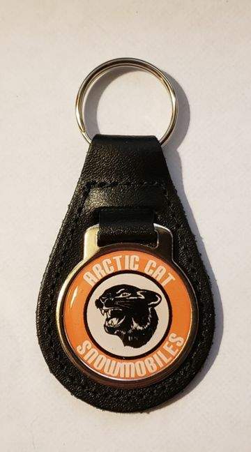 Reproduction Vintage Orange Arctic Cat Snowmobile Leather Keychain (090)