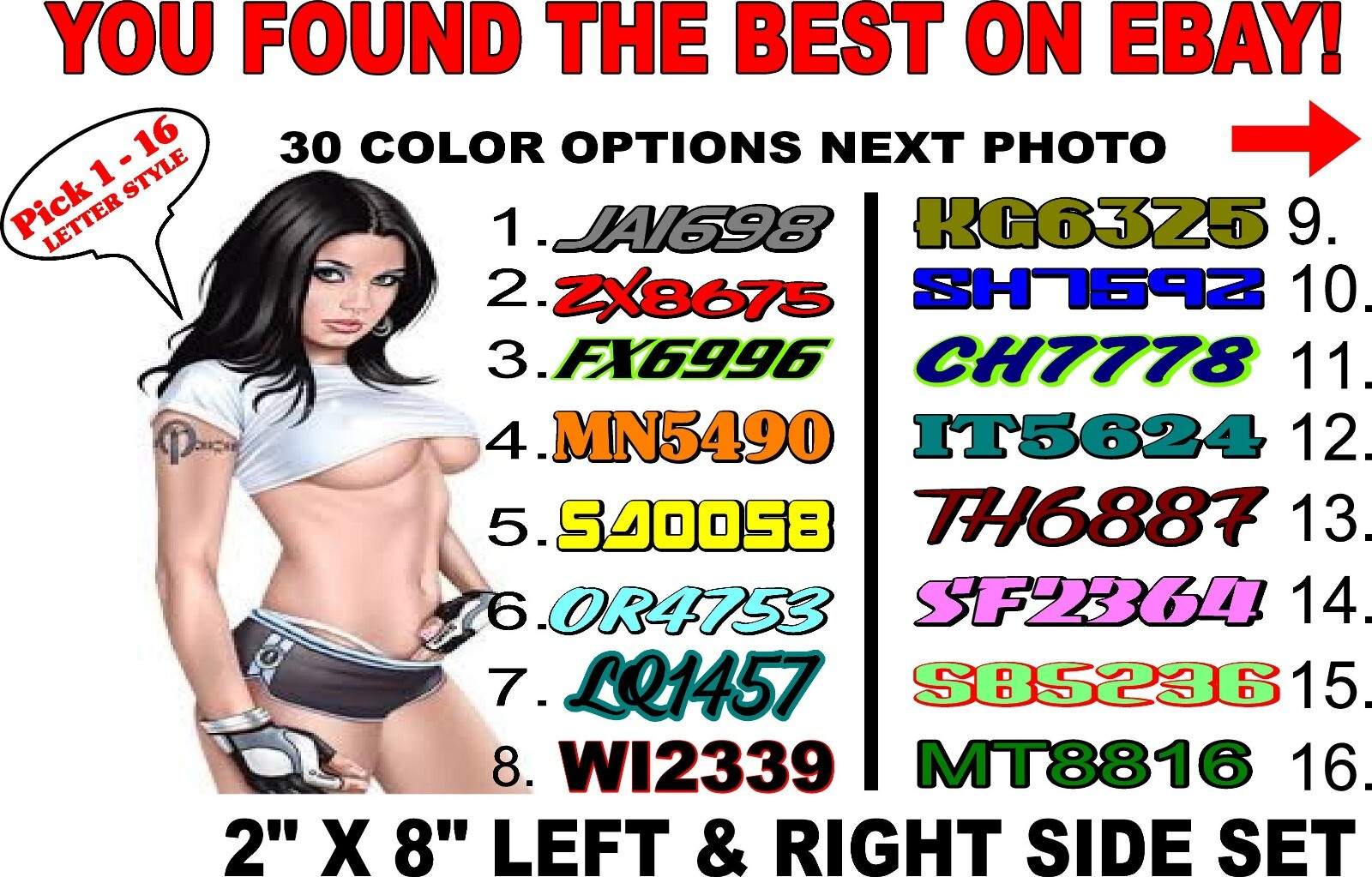 Snowmobile Registration Numbers Pair Decals Sticker Vinyl 2 Color sled decal