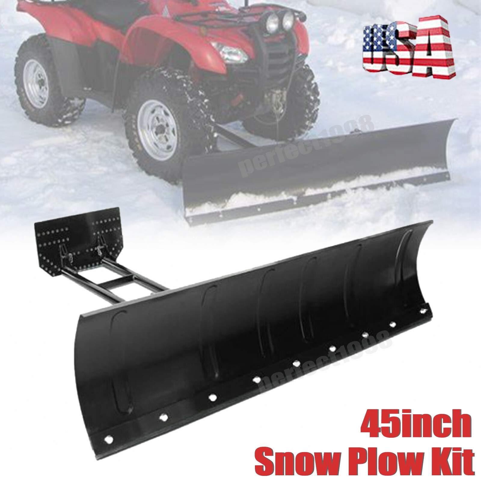 Snow Plow Kit 45”inch Steel Blade Complete Universal Mount Package Fits UTV ATV