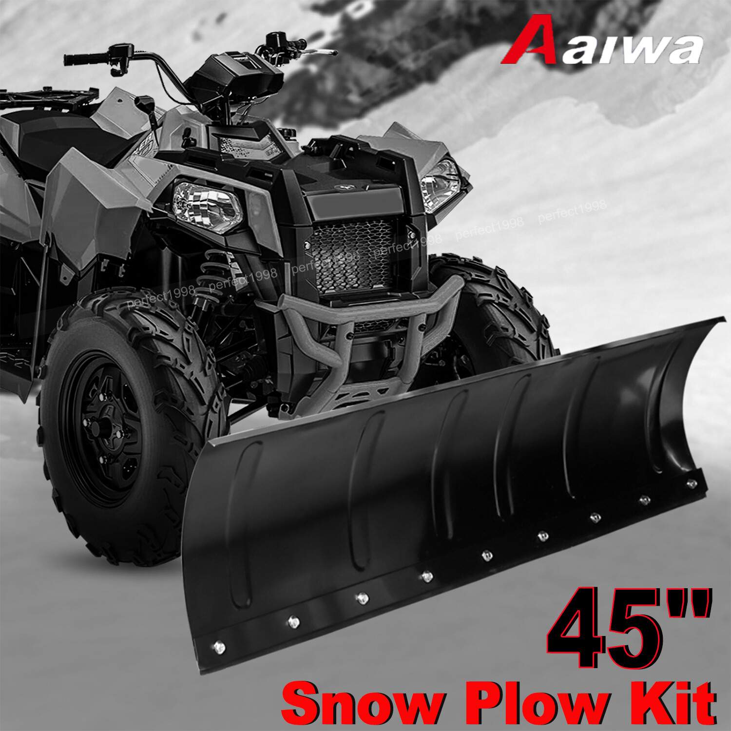 For ATV UTV Snow Plow Kit 45” Steel Blade Complete Universal Mount Package US