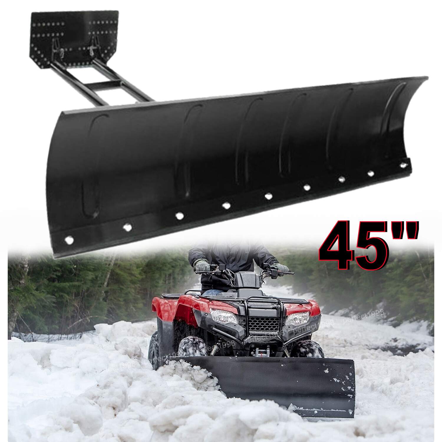 Snow Plow Kit 45” Steel Blade Complete Universal Mount Package For ATV UTV
