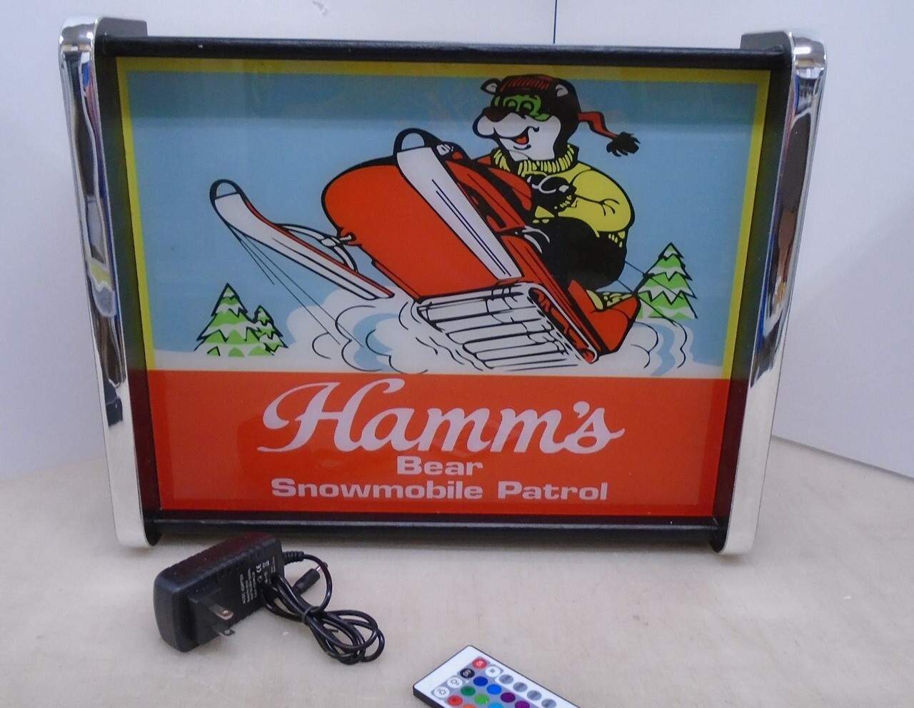 Hamms Bear Snowmobile Patrol Scene LED Display light sign box