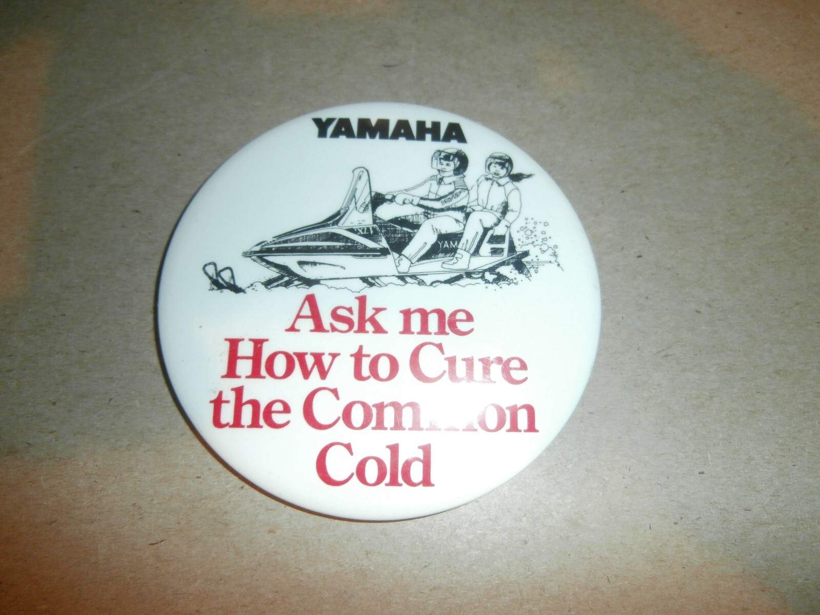 Vintage Yamaha Snowmobile Pinback Badge Ask Me How