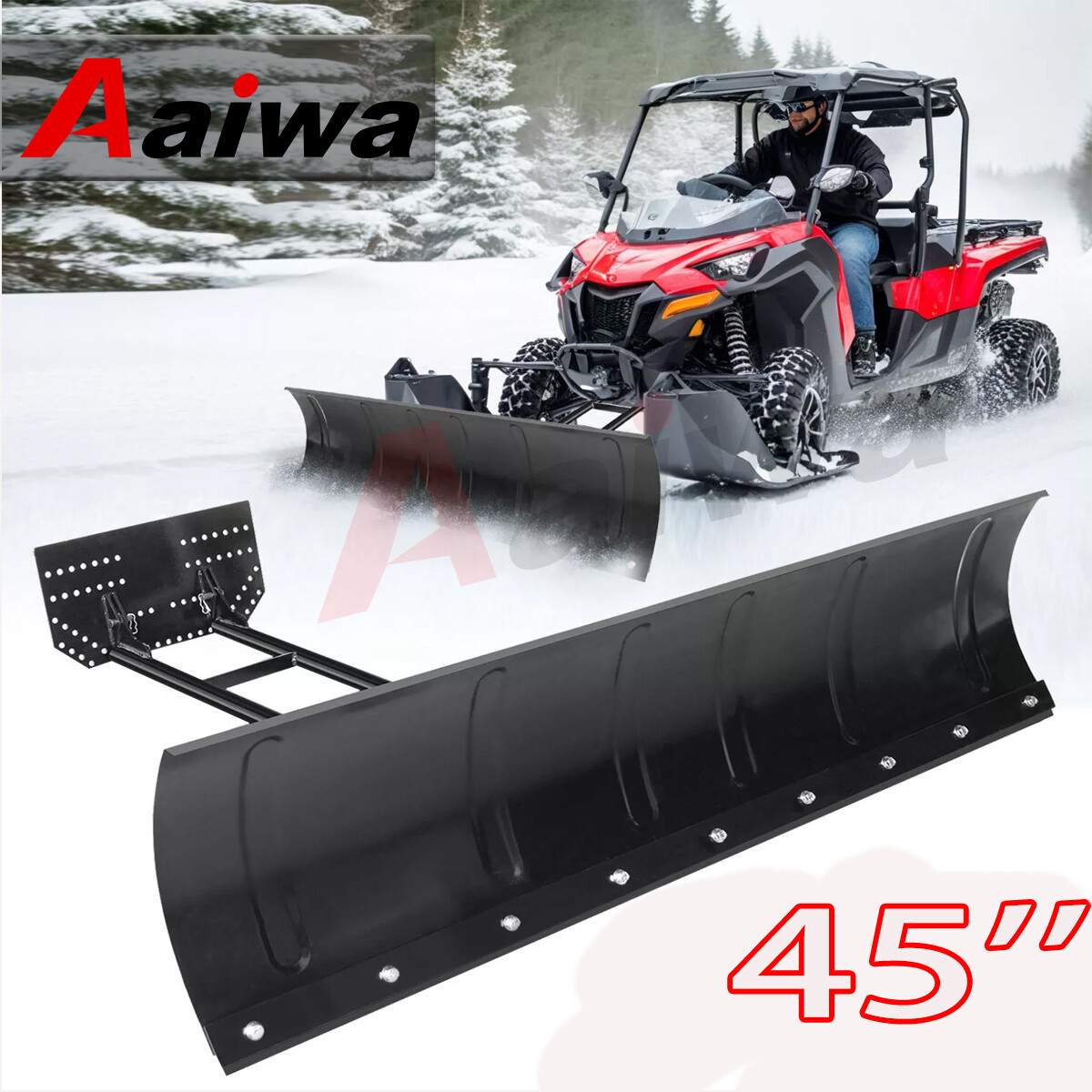 Kit for ATV UTV Snow Plow Kit 45” Steel Blade Complete Universal Mount Package