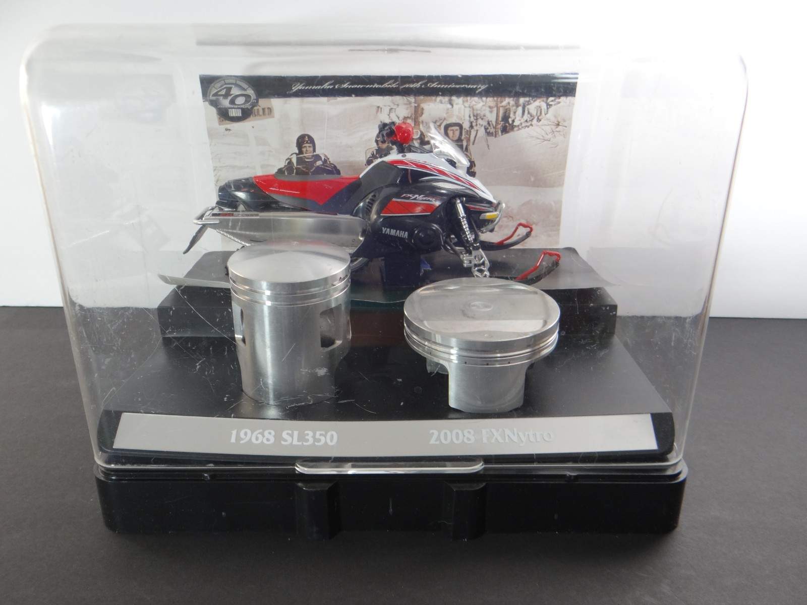 Yamaha Snowmobile Piston Display 40th Anniv Dealer Promo 1968 SL350 2008 FXNytro