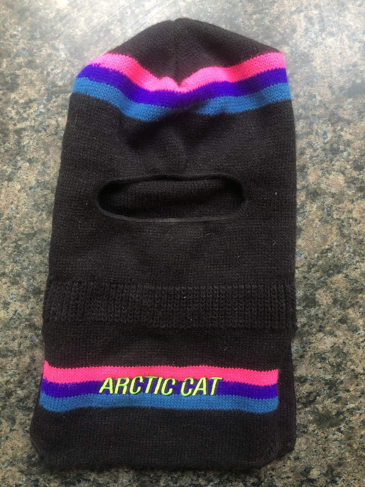 Vintage 80s  ARTIC CAT Snowmobile Full Face Mask Neon Balaclava Winter Hat Cap.