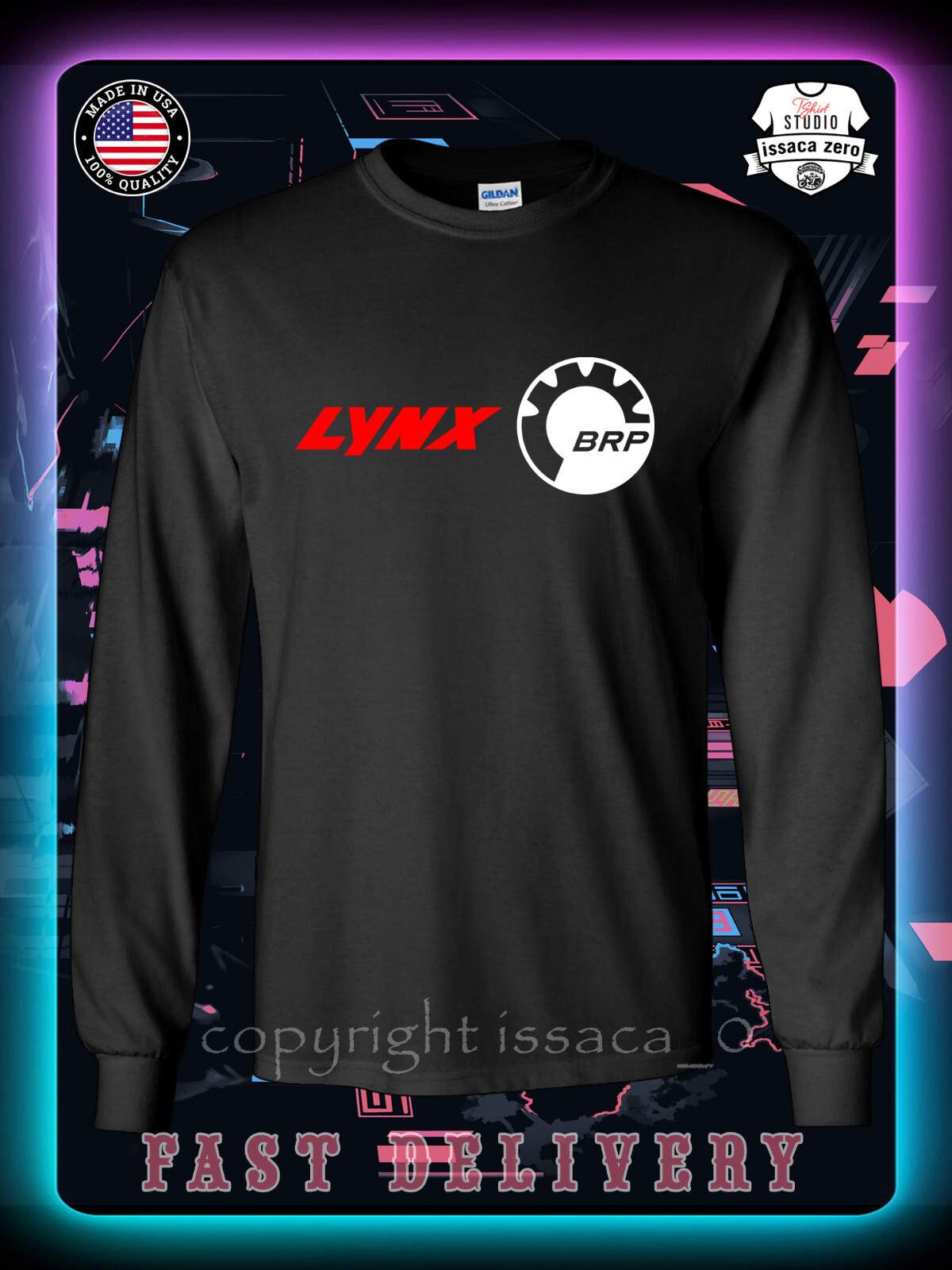 BRP Lynx Snowmobiles Racing Performance Men’s Long Sleeve T-Shirt American Tees