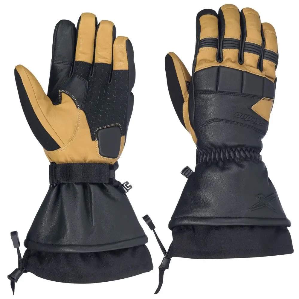 Ski-Doo Snowmobile 446356 X-Team Leather Gloves, Khaki