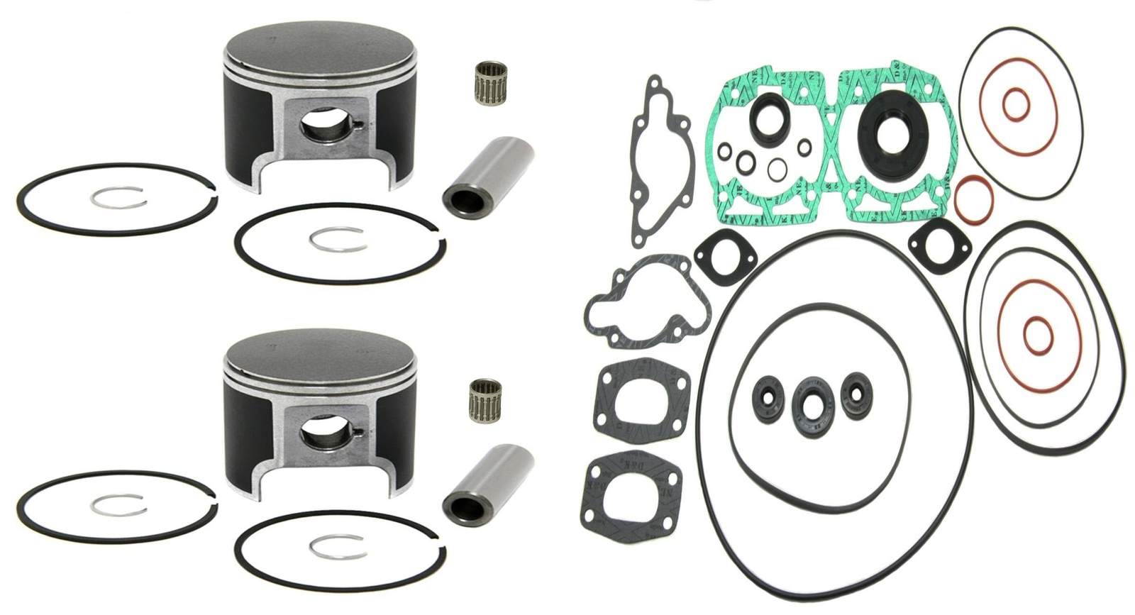 2 SPI Pistons, Needle Bearings, Full Gasket Kit Ski-Doo 500 L/C Summit, Formula