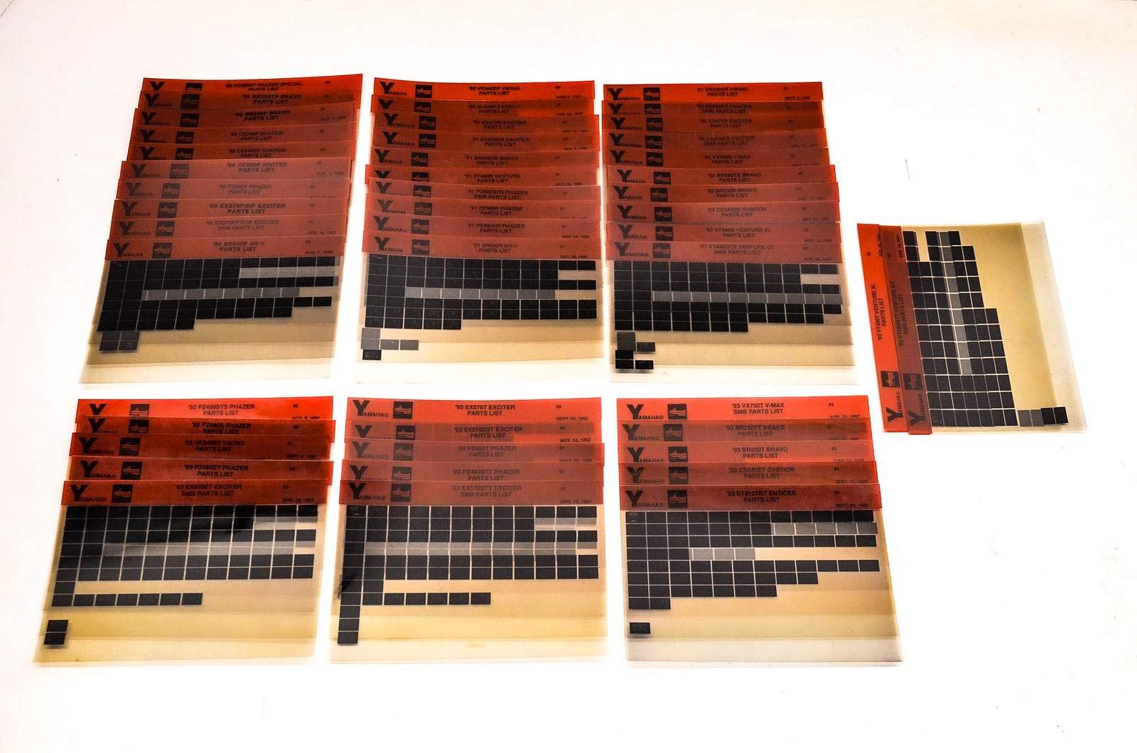 OEM Yamaha Snowmobile 1990-1993 Microfiche Lot Of 47
