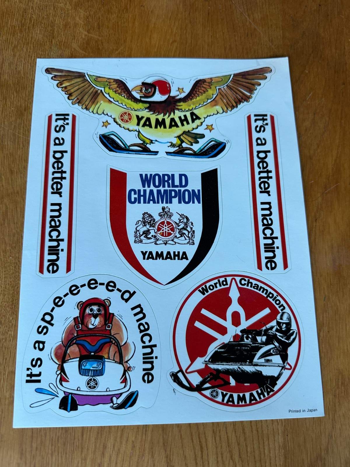 VINTAGE, UNUSED Yamaha Snowmobile stickers, 6 stickers on one page, rare