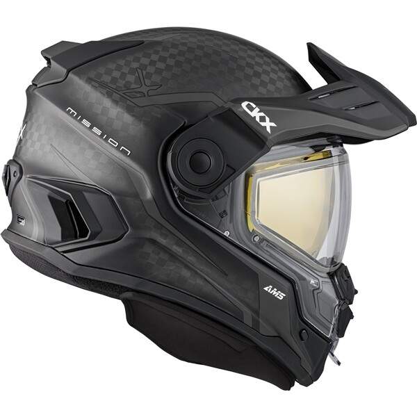 CKX Mission AMS Carbon Fury Grey Snowmobile Helmet Full Face Electric Shield