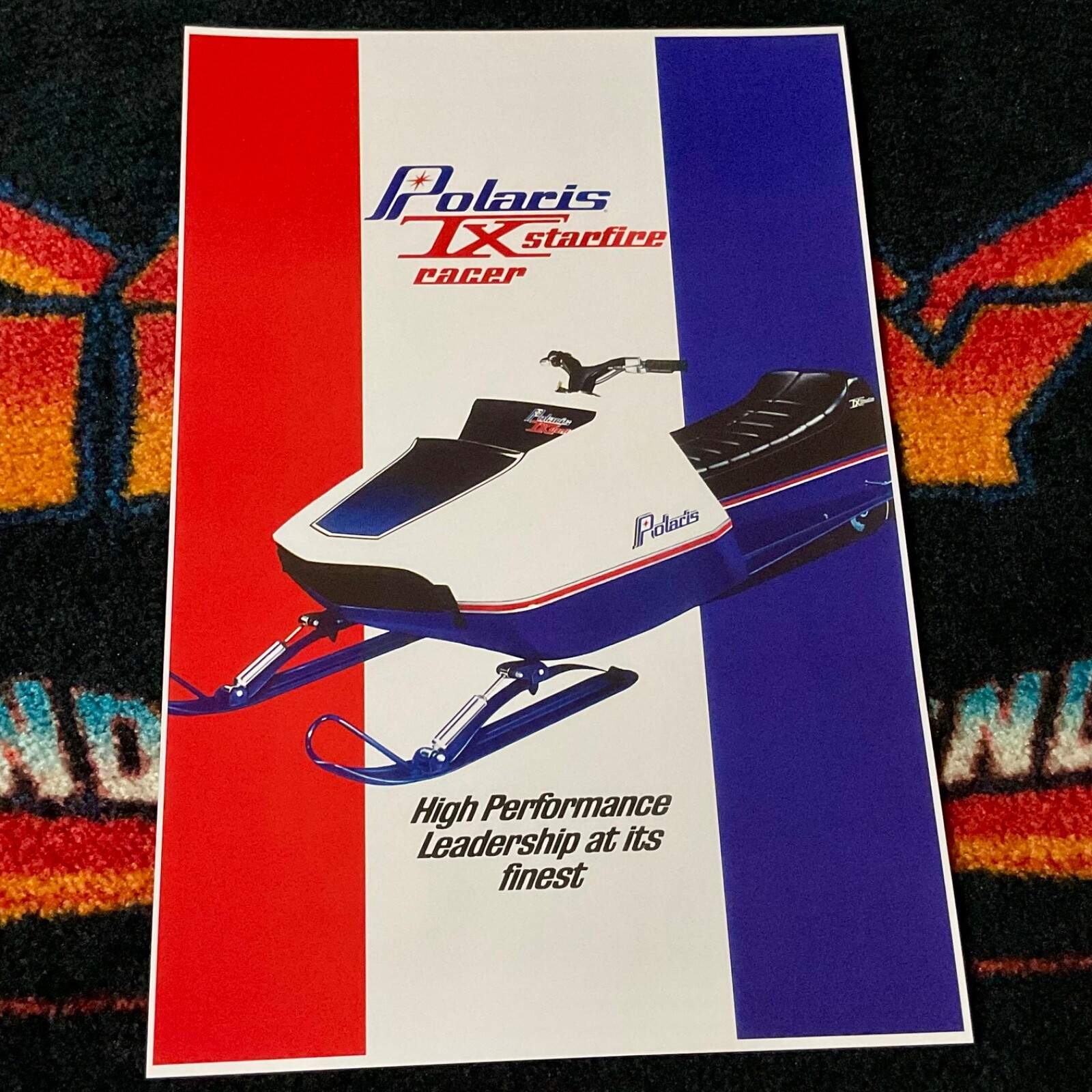 🏁 ‘73 POLARIS TX STARFIRE Snowmobile Poster  vintage Sled (Finest ) 🔴⚪️🔵 🏁