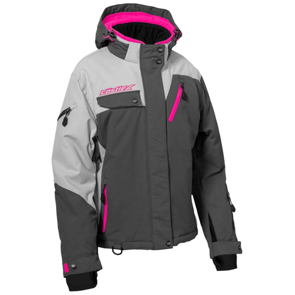 Castle X Powder G4 Women’s Snowmobile Jacket – Pink Glo/Silver/Charcoal