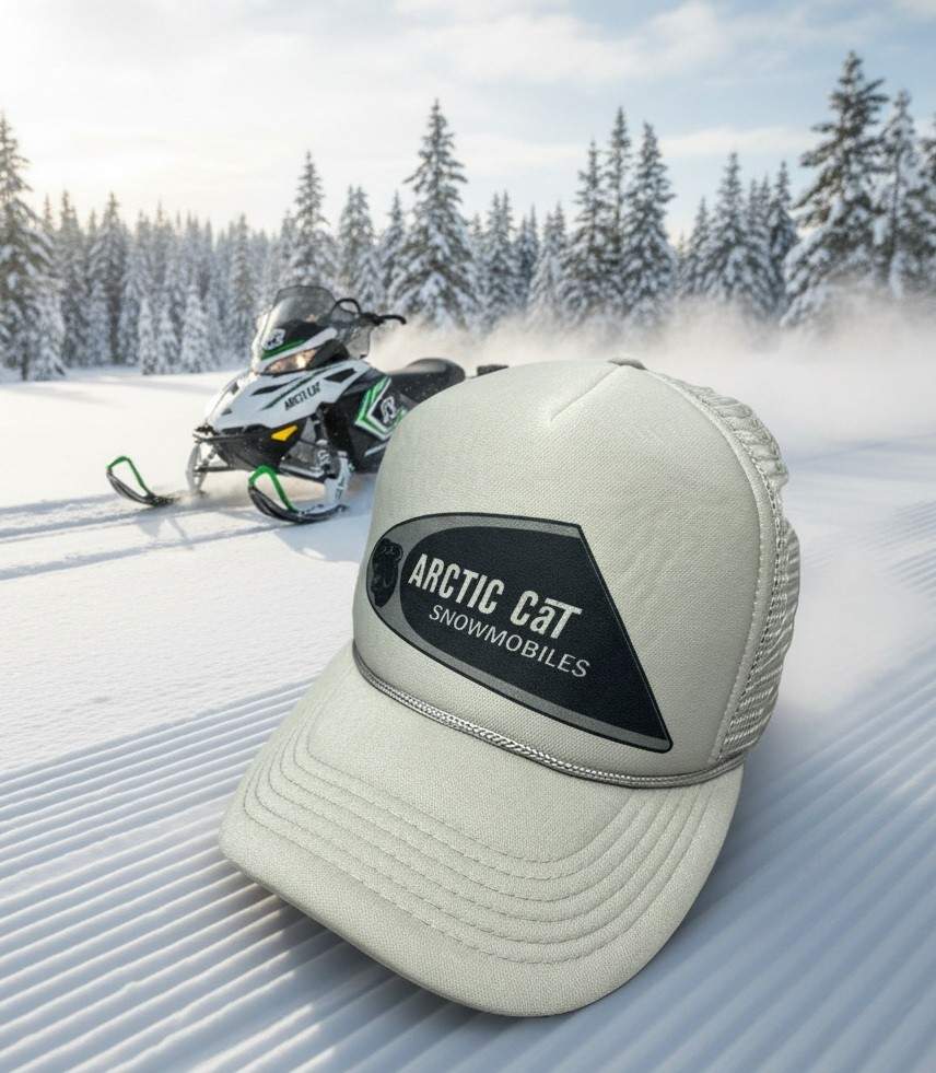 Artic Cat Snowmobiles Adjustable Snapback Cap Genuine Mesh Back Grey Black Size