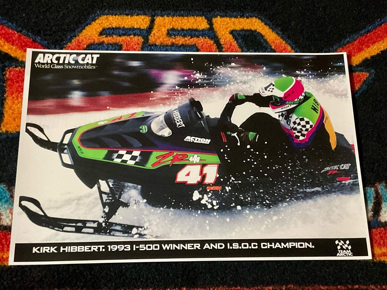 🏁 ‘94/95 ARCTIC CAT ZR 440 #41 XC Race Snowmobile Poster vintage sled K Hibbert