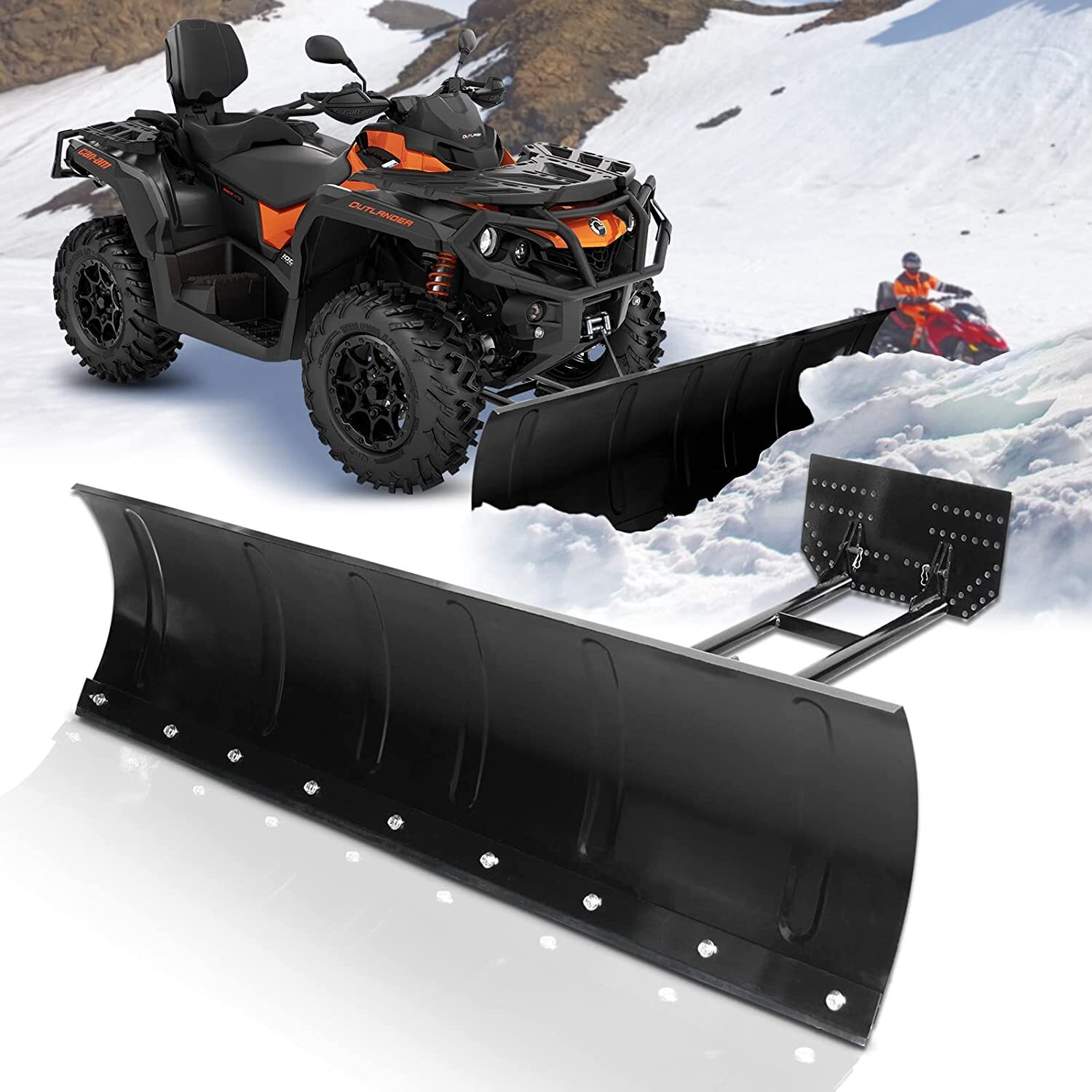 For ATV UTV Snow Plow Kit 45” Steel Blade Complete Universal Mount Package
