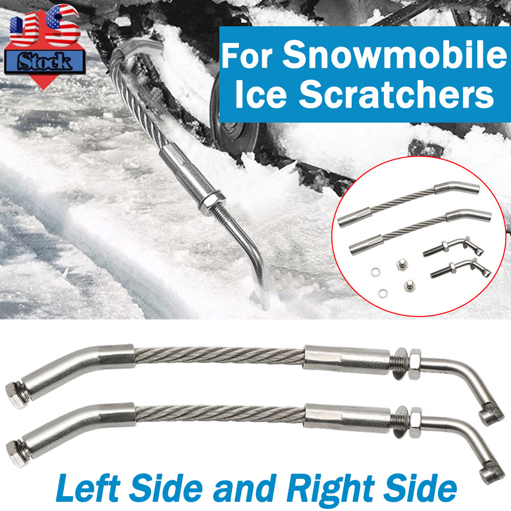 Left+Right Ice Scratchers w/ Carbide Tips For Snowmobile Snow Reverse Compatible