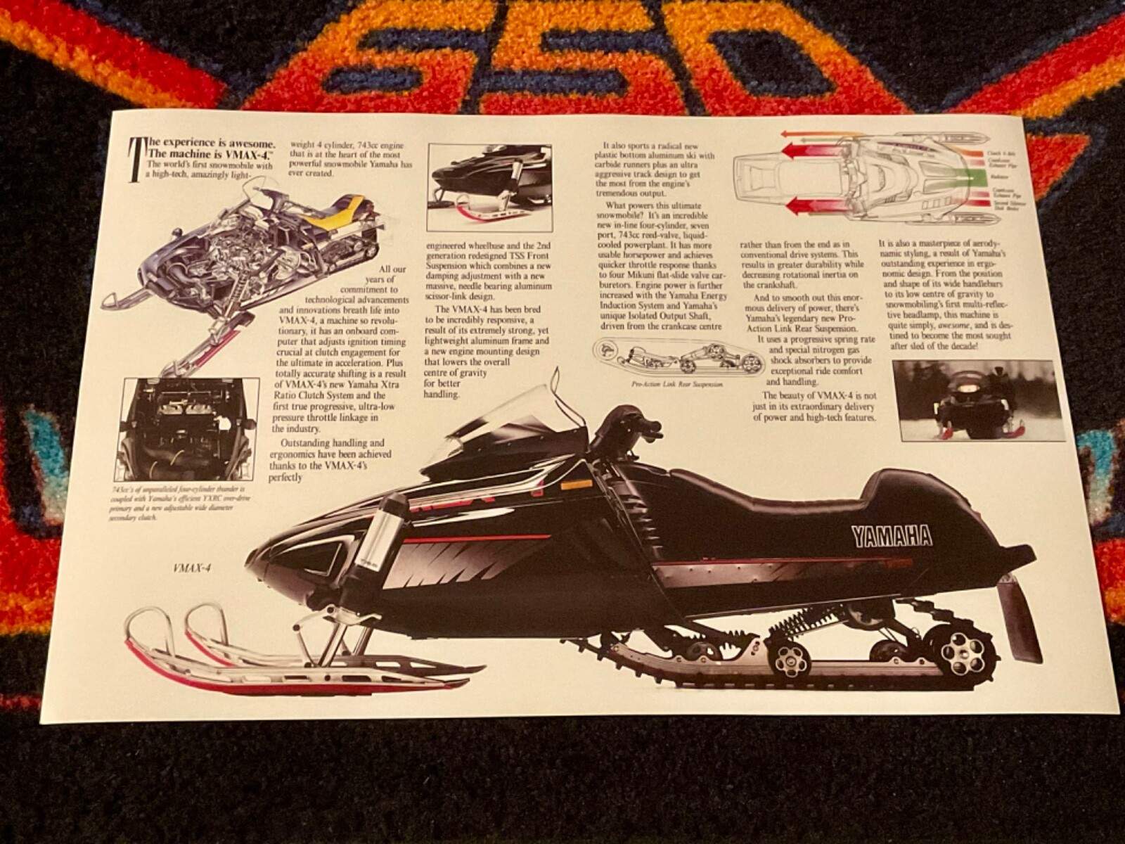 🏁 ‘92 YAMAHA 750 VMAX-4 Snowmobile Poster vintage sled V-MAX (MOST POWERFUL) ⚫️