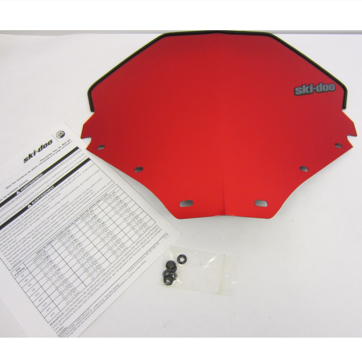 Ski-Doo New OEM Low Fixed 12″ Windshield RED CHROME 860200473 REV-XP